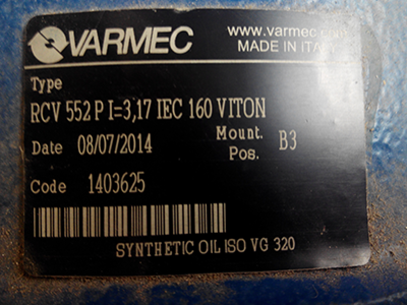 Caixa de velocidades coaxial 15kW da Varmec